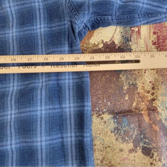 LL Bean Women's Original Flannel Navy Blue Plaid Long Sleeve Medium - Picture 6 of 11